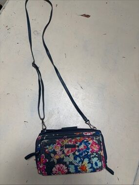 Vera Bradley Navy Floral Crossbody with Multicolor Blooms